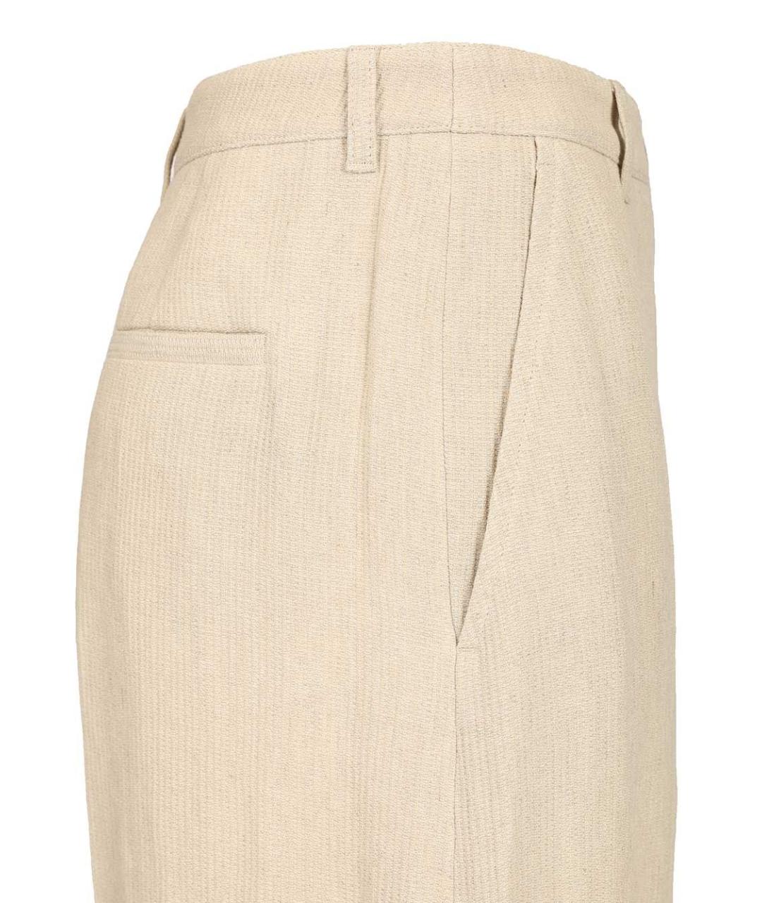 EMPORIO ARMANI Бежевые льняные брюки узкие, фото 5