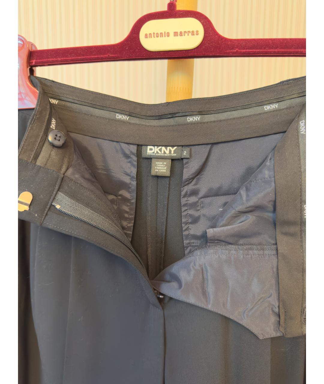 DKNY Синие шерстяные брюки широкие, фото 3