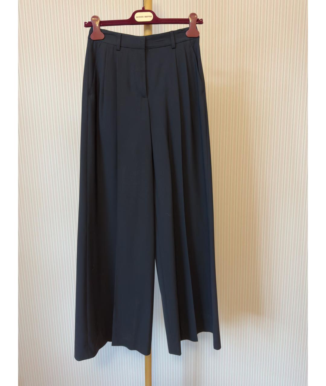 DKNY Синие шерстяные брюки широкие, фото 5