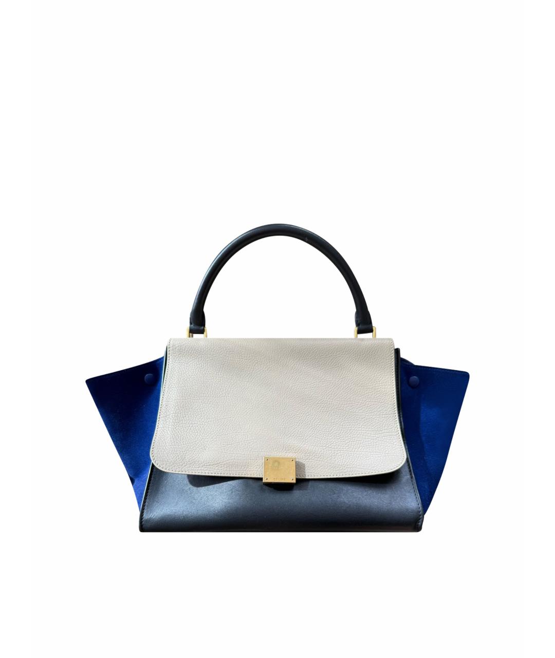 CELINE Синяя кожаная сумка с короткими ручками, фото 1