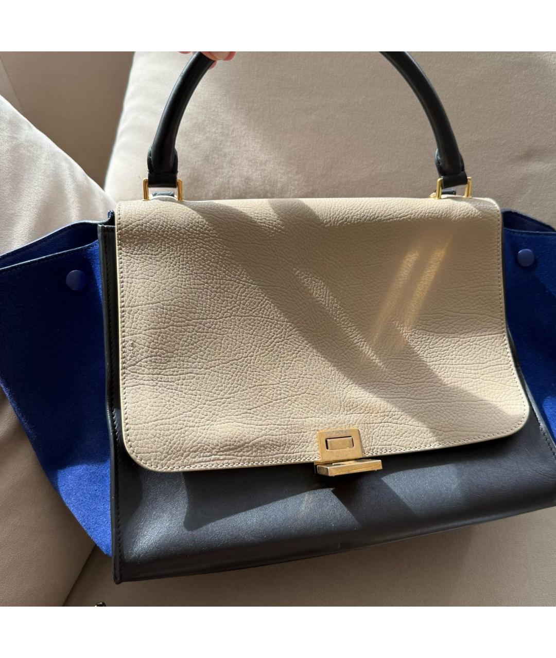 CELINE Синяя кожаная сумка с короткими ручками, фото 4