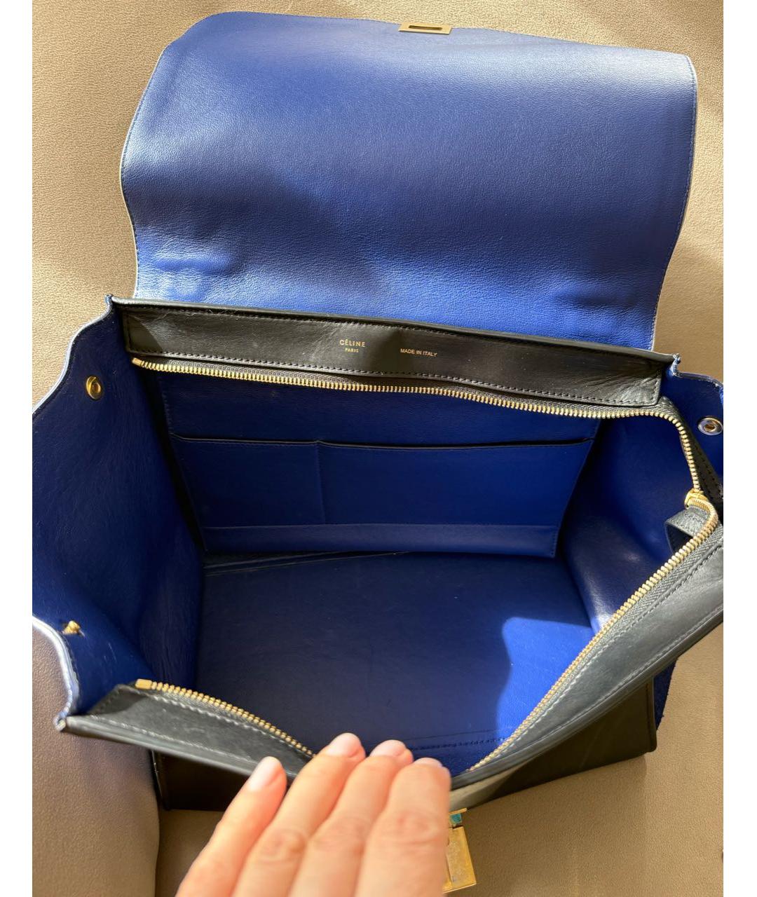 CELINE Синяя кожаная сумка с короткими ручками, фото 3