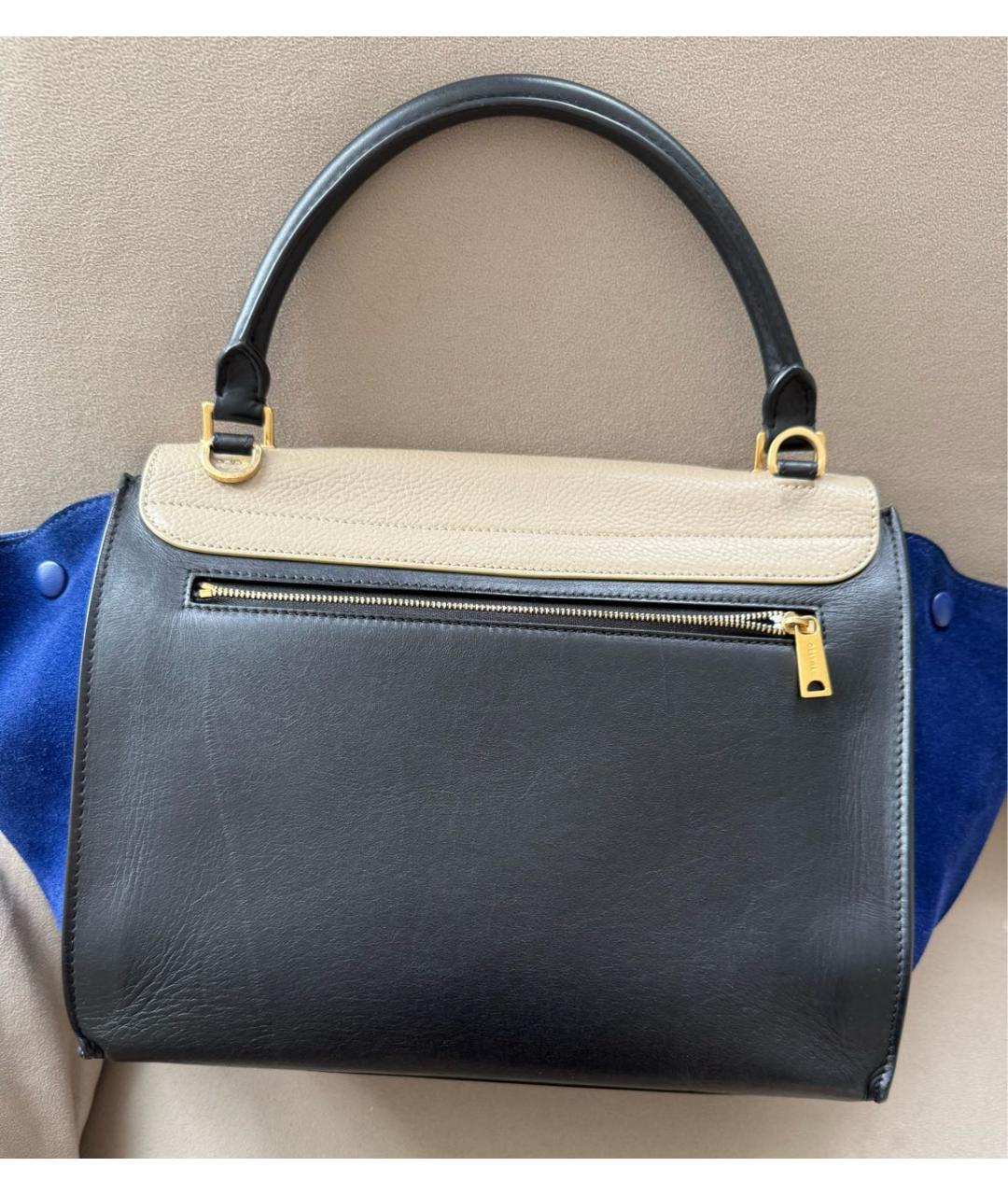 CELINE Синяя кожаная сумка с короткими ручками, фото 2