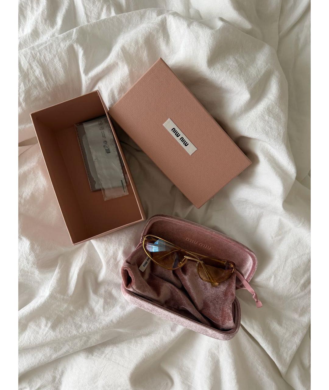 MIU MIU Желтые металлические солнцезащитные очки, фото 2