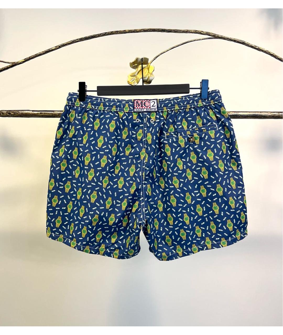 MC2 SAINT BARTH Синие полиэстеровые шорты, фото 2