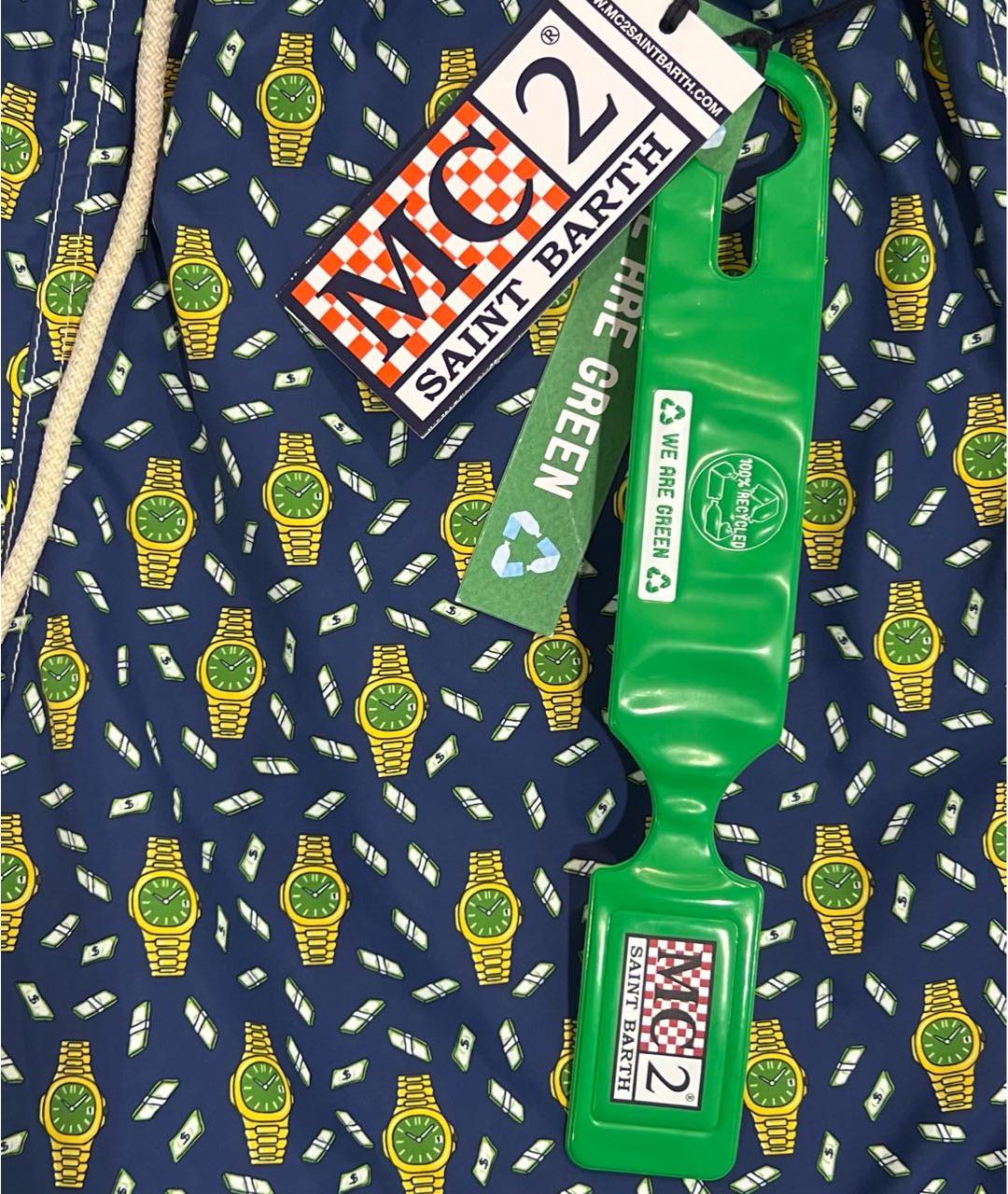 MC2 SAINT BARTH Синие полиэстеровые шорты, фото 5