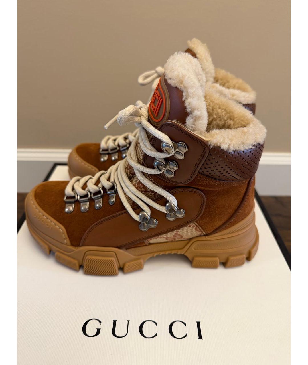 GUCCI Коричневые замшевые ботинки, фото 6