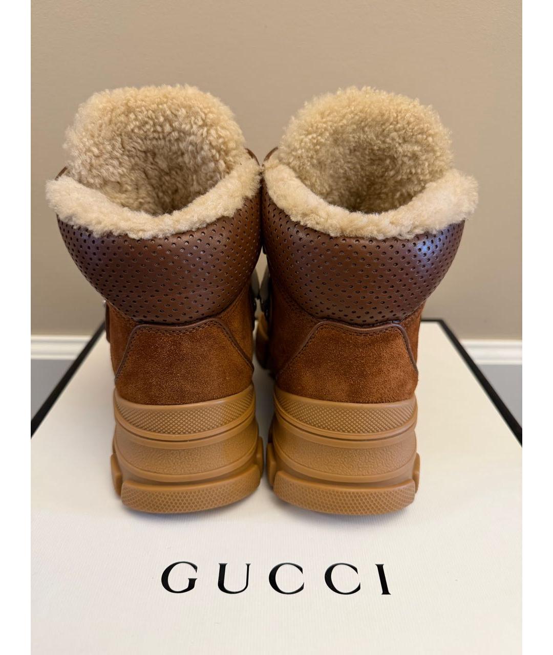 GUCCI Коричневые замшевые ботинки, фото 4
