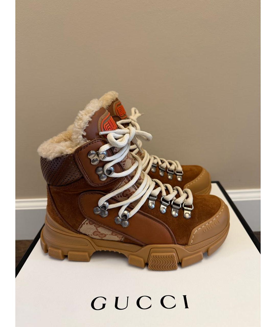 GUCCI Коричневые замшевые ботинки, фото 7