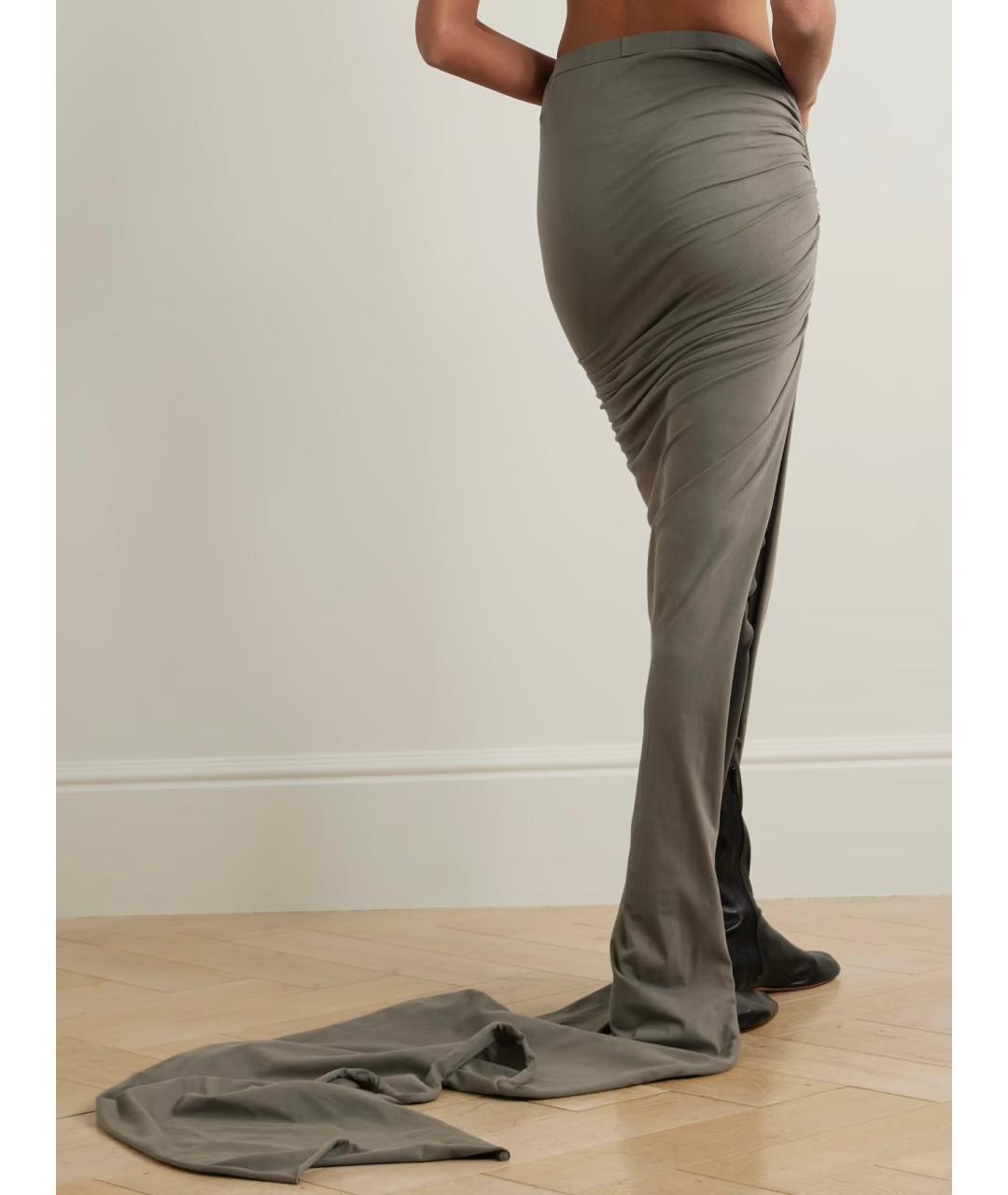 RICK OWENS Серая хлопковая юбка макси, фото 3