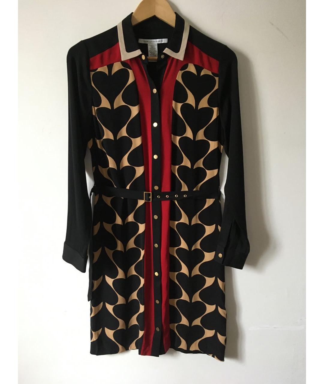 DIANE VON FURSTENBERG Черное шелковое повседневное платье, фото 7