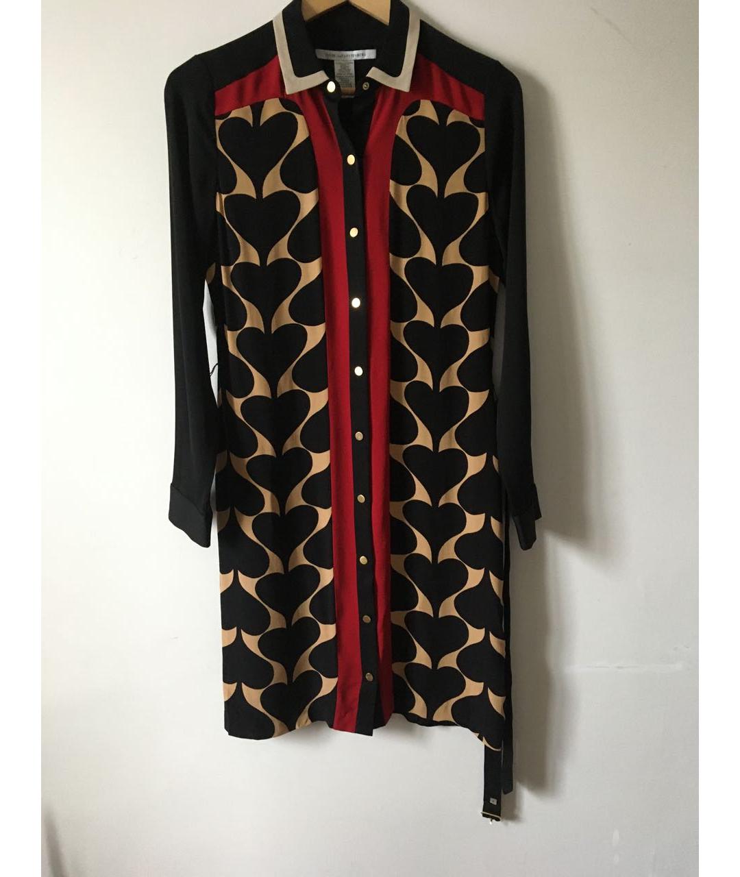 DIANE VON FURSTENBERG Черное шелковое повседневное платье, фото 3