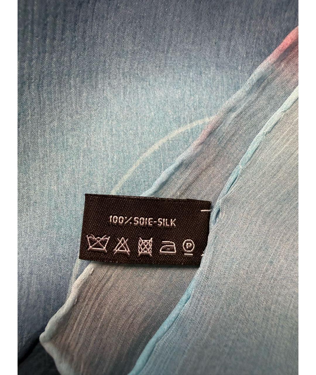 CHANEL Голубой шелковый шарф, фото 5