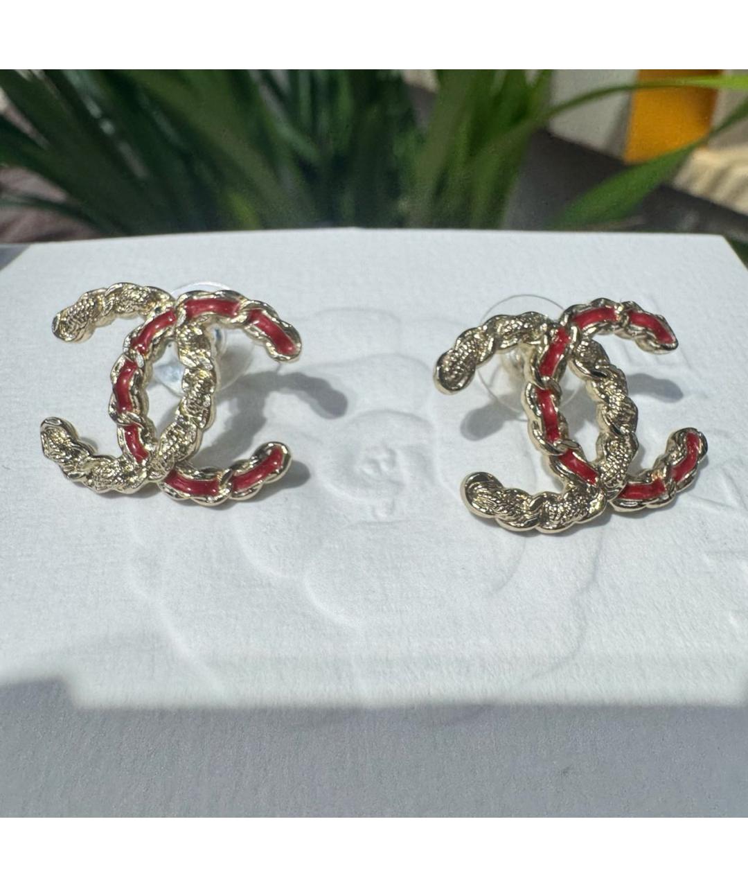 CHANEL Золотые металлические серьги, фото 8