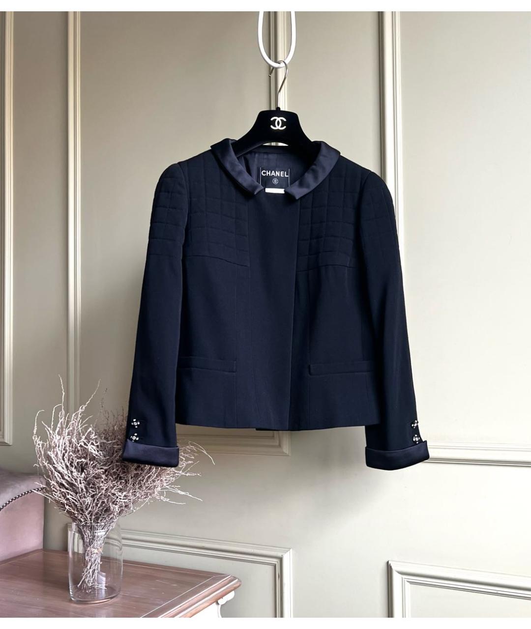 CHANEL Черный шерстяной жакет/пиджак, фото 9