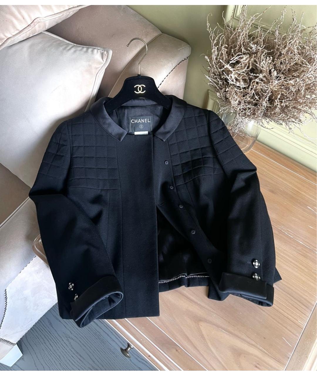 CHANEL Черный шерстяной жакет/пиджак, фото 4