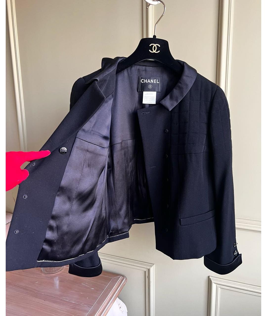 CHANEL Черный шерстяной жакет/пиджак, фото 7