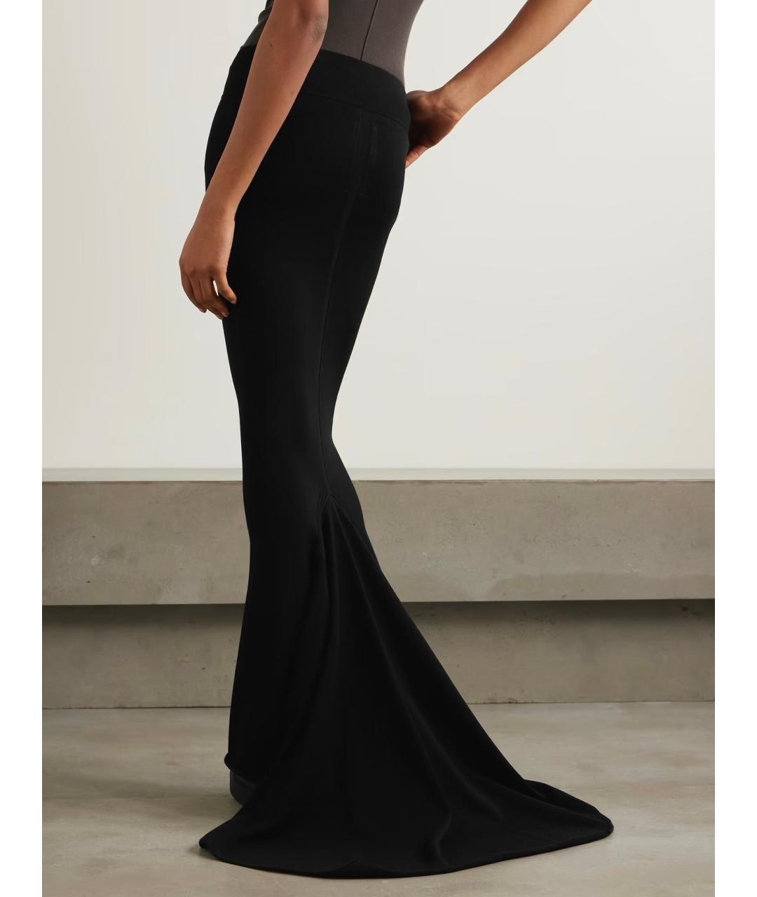 RICK OWENS Черная вискозная юбка макси, фото 4