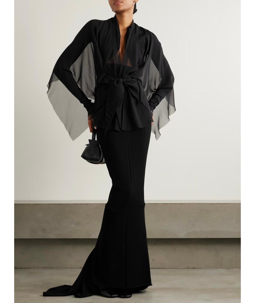 RICK OWENS Черная вискозная юбка макси, фото 5