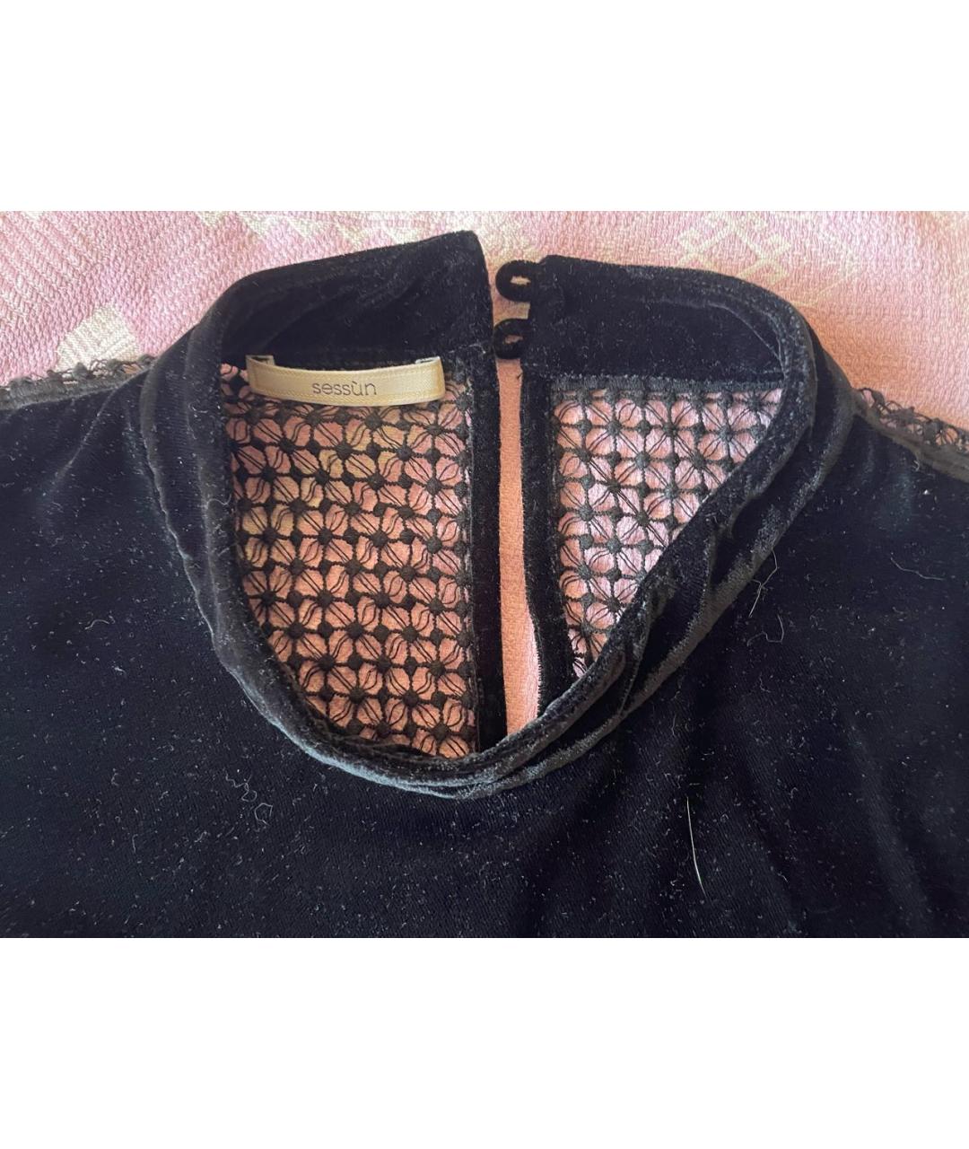 SESSUN Черная велюровая блузы, фото 3