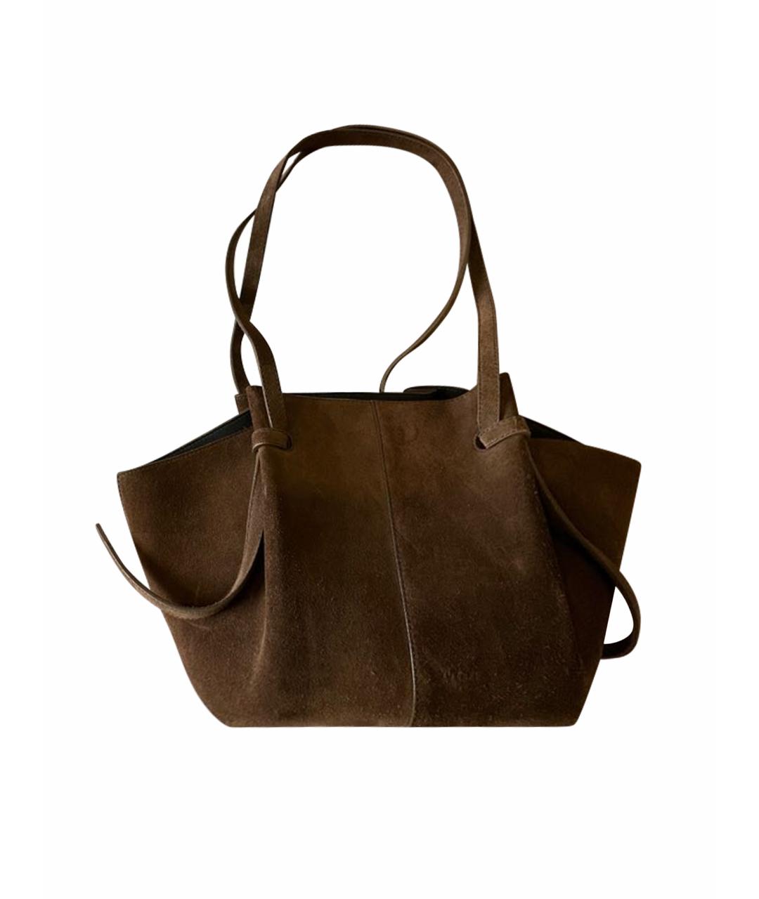 YUZEFI Коричневая замшевая сумка тоут, фото 1