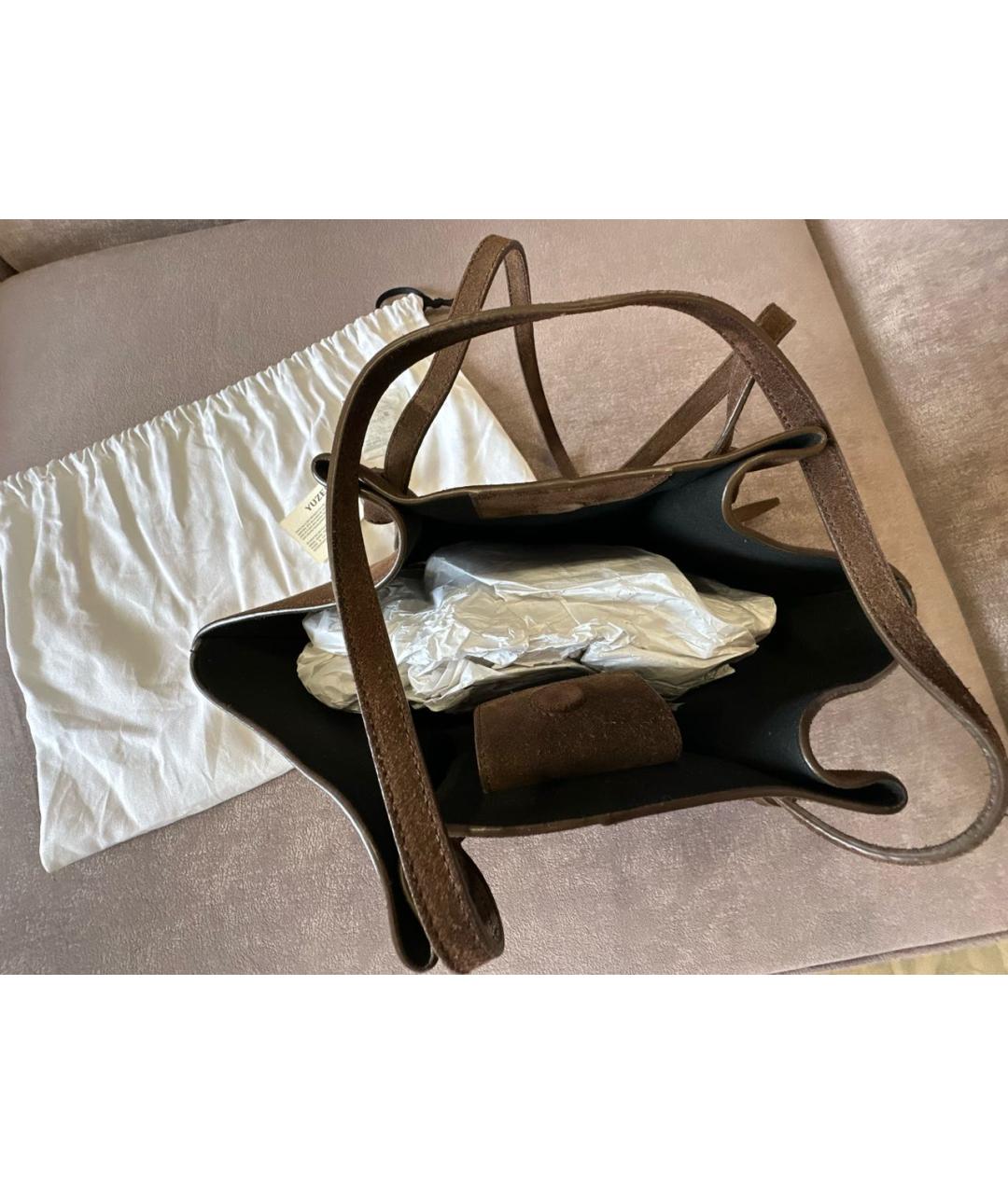 YUZEFI Коричневая замшевая сумка тоут, фото 4