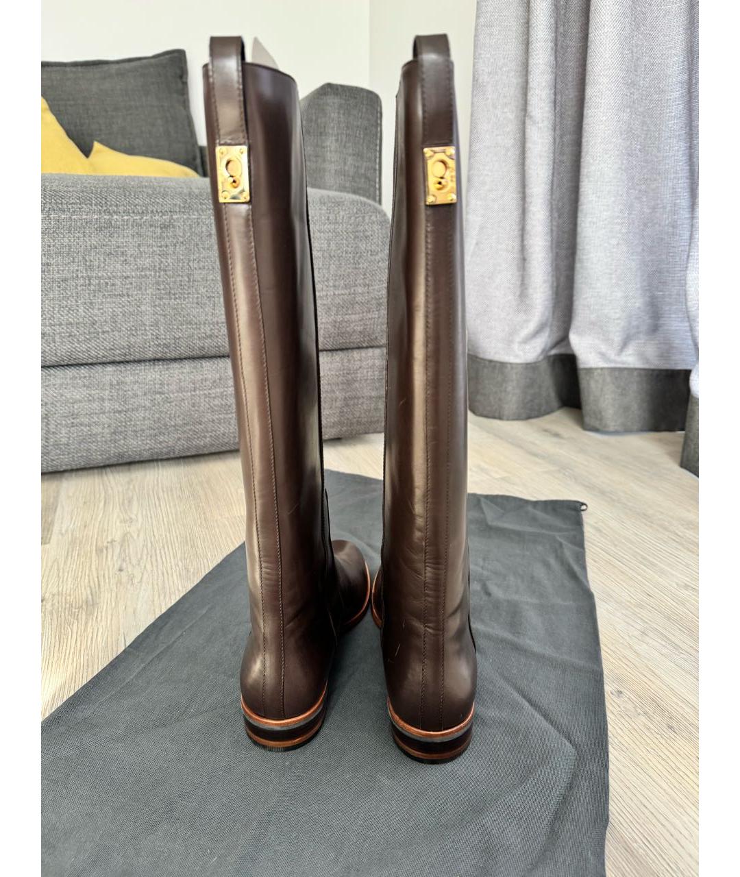 FENDI Коричневые кожаные сапоги, фото 4