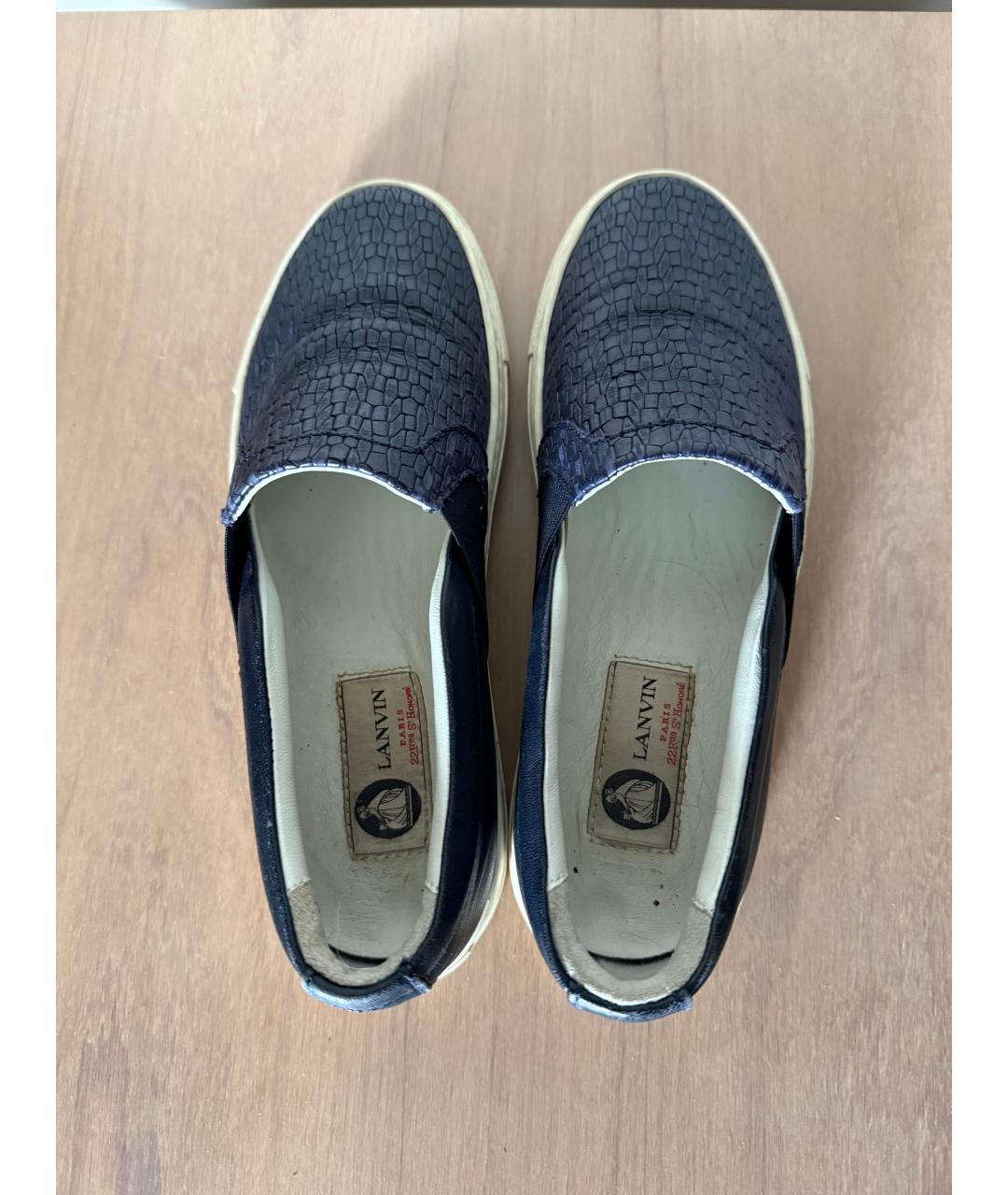 LANVIN Темно-синие кожаные лоферы, фото 3