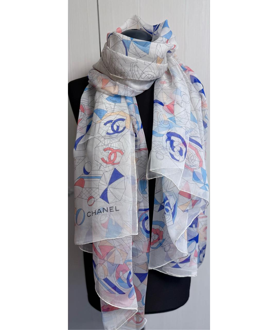 CHANEL Мульти шелковый шарф, фото 8