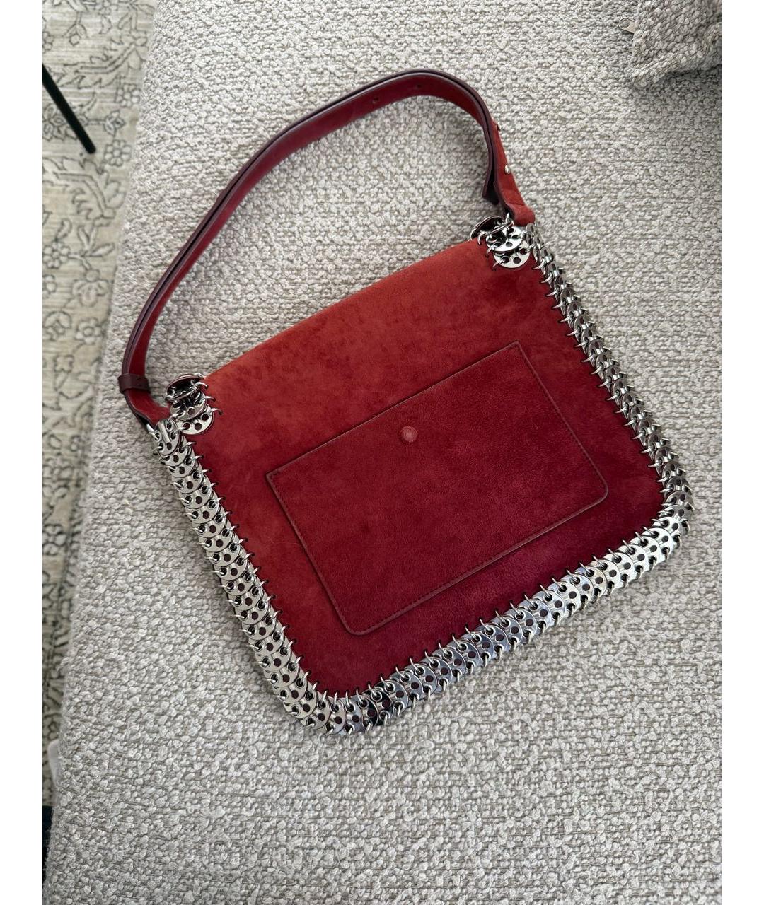 PACO RABANNE Бордовая замшевая сумка через плечо, фото 2