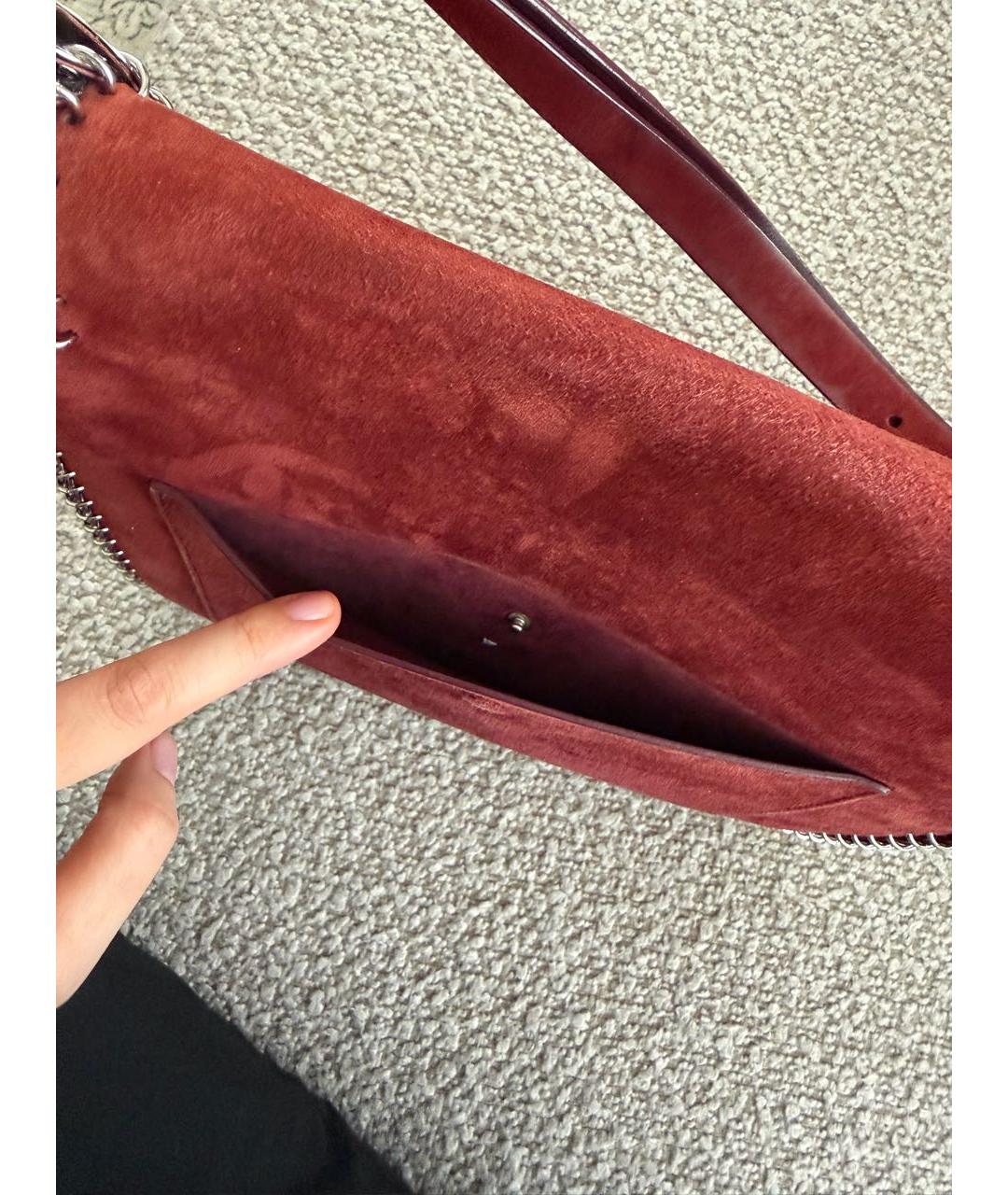 PACO RABANNE Бордовая замшевая сумка через плечо, фото 4
