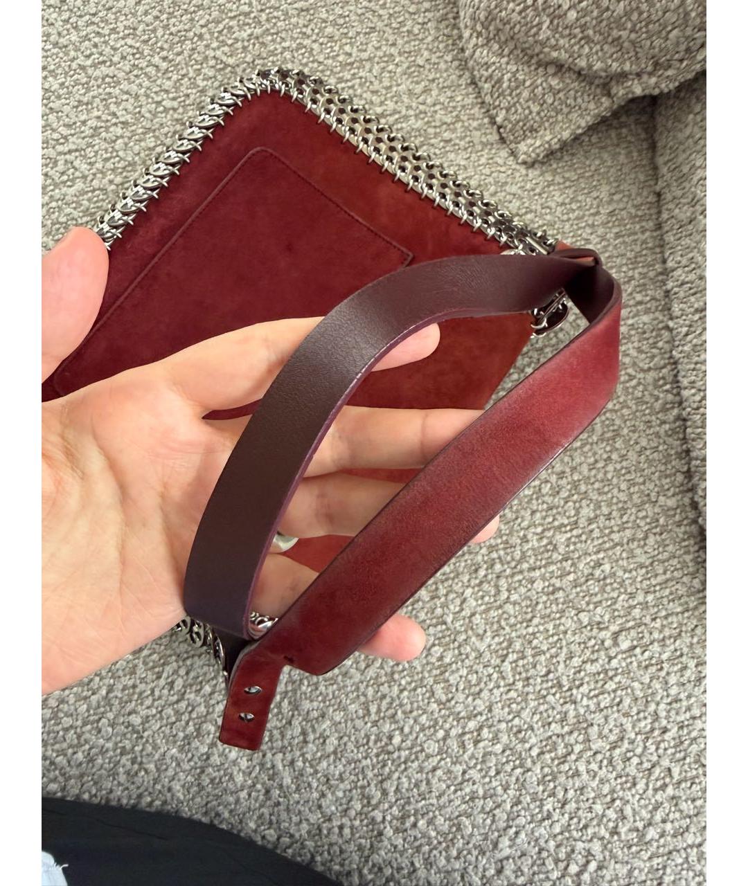 PACO RABANNE Бордовая замшевая сумка через плечо, фото 7