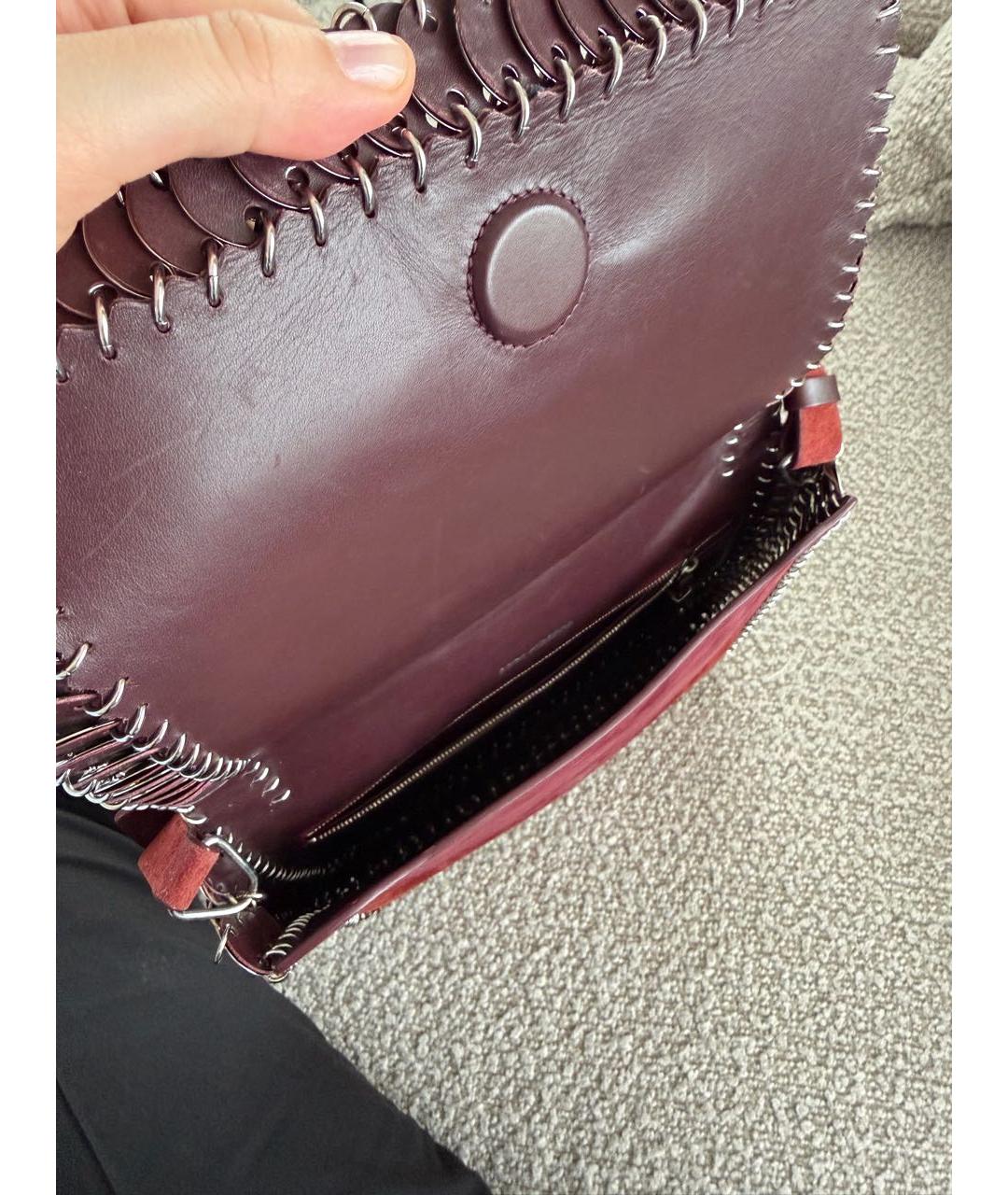 PACO RABANNE Бордовая замшевая сумка через плечо, фото 3