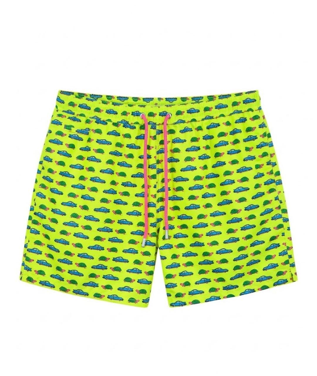 MC2 SAINT BARTH Салатовые полиэстеровые шорты, фото 1