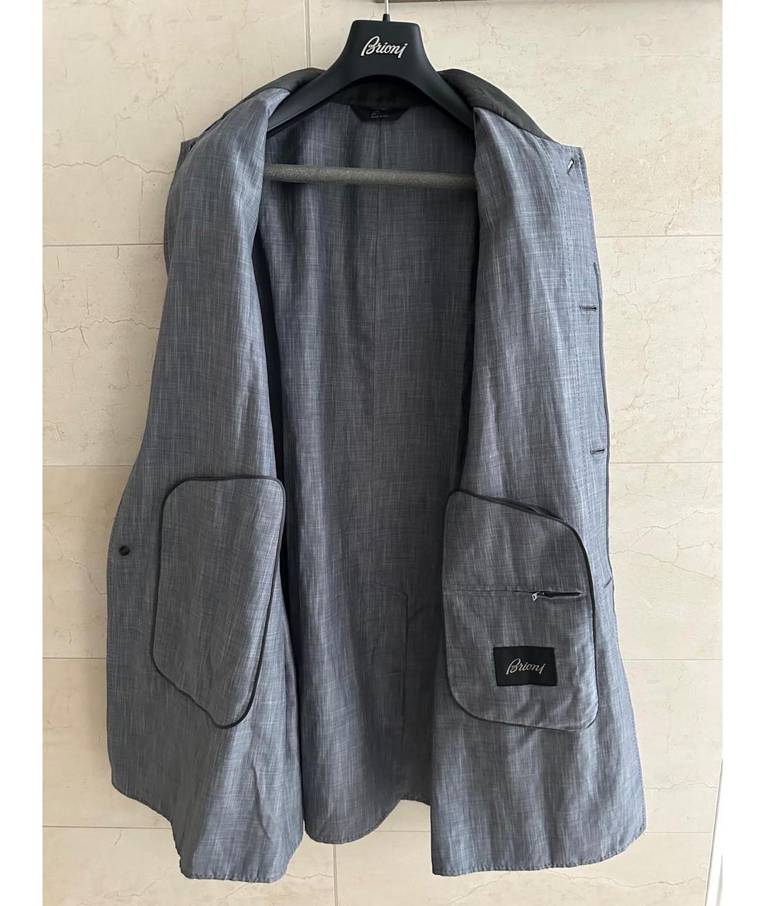 BRIONI Серое шерстяное пальто, фото 3