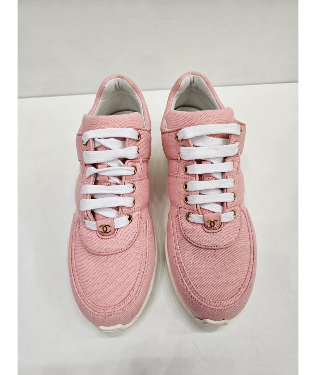 CHANEL Розовые текстильные кеды, фото 2