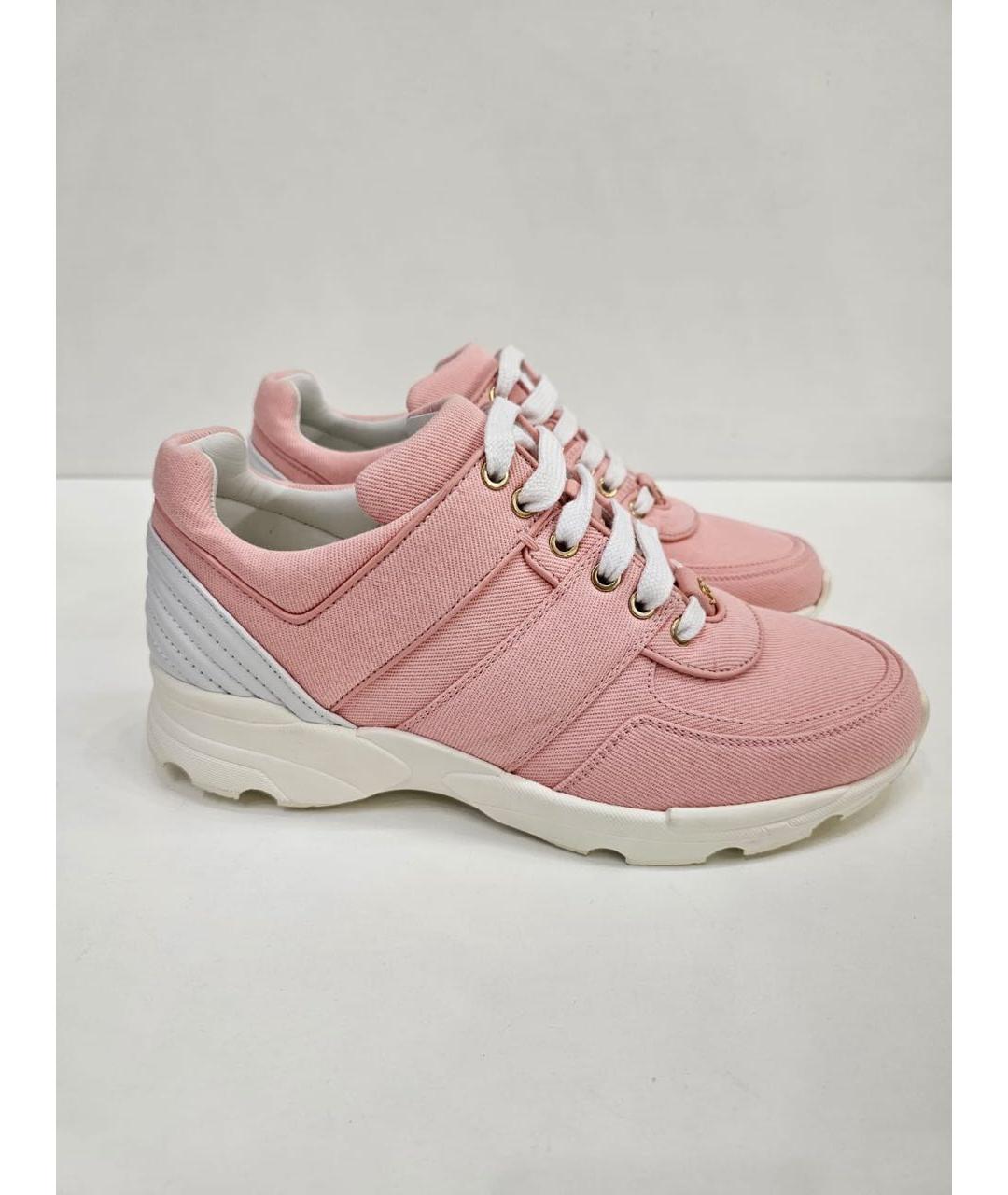 CHANEL Розовые текстильные кеды, фото 9