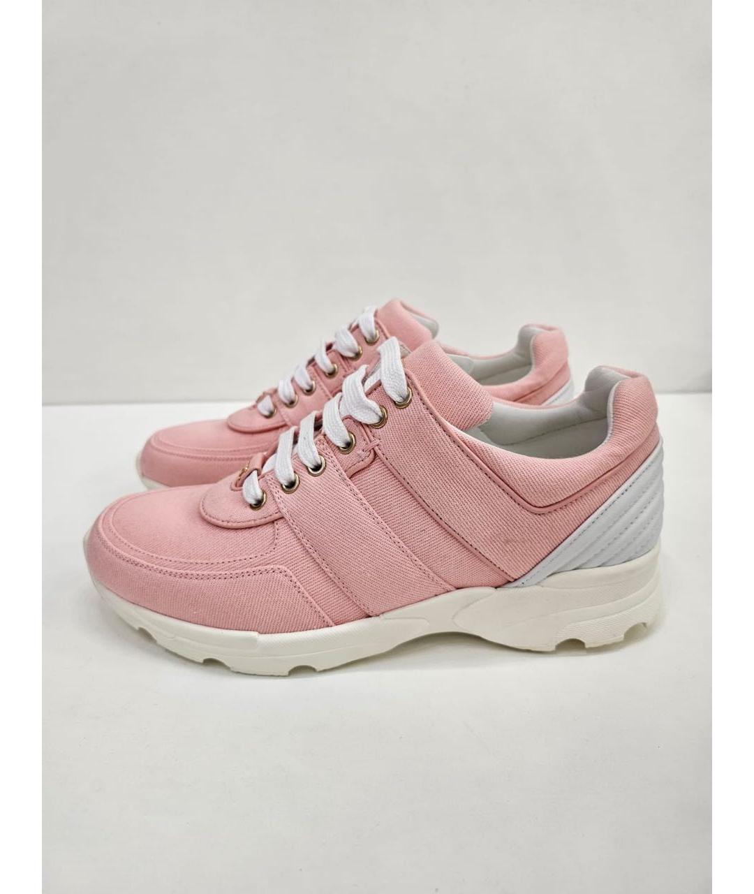 CHANEL Розовые текстильные кеды, фото 3