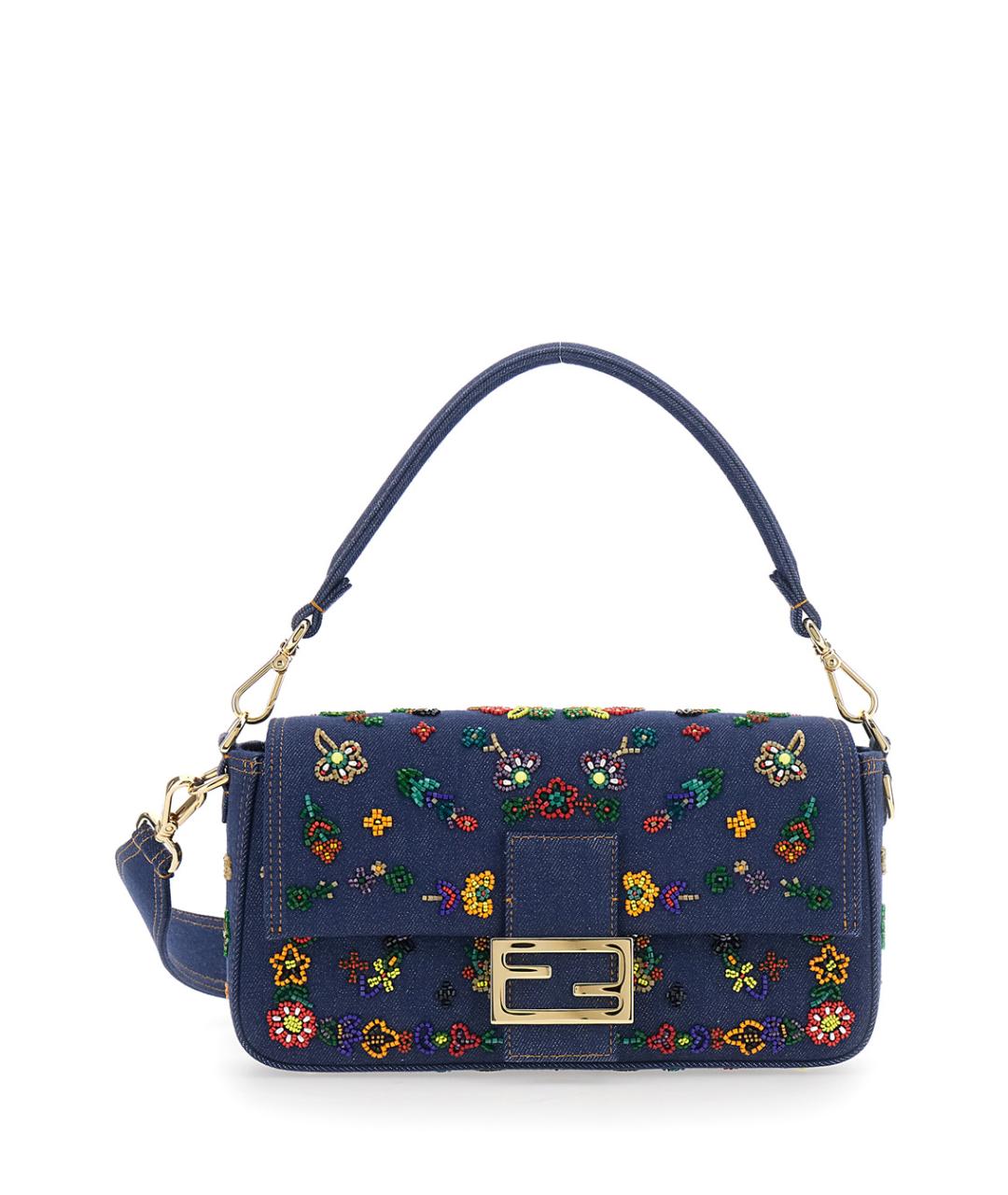 FENDI Синяя хлопковая сумка через плечо, фото 1