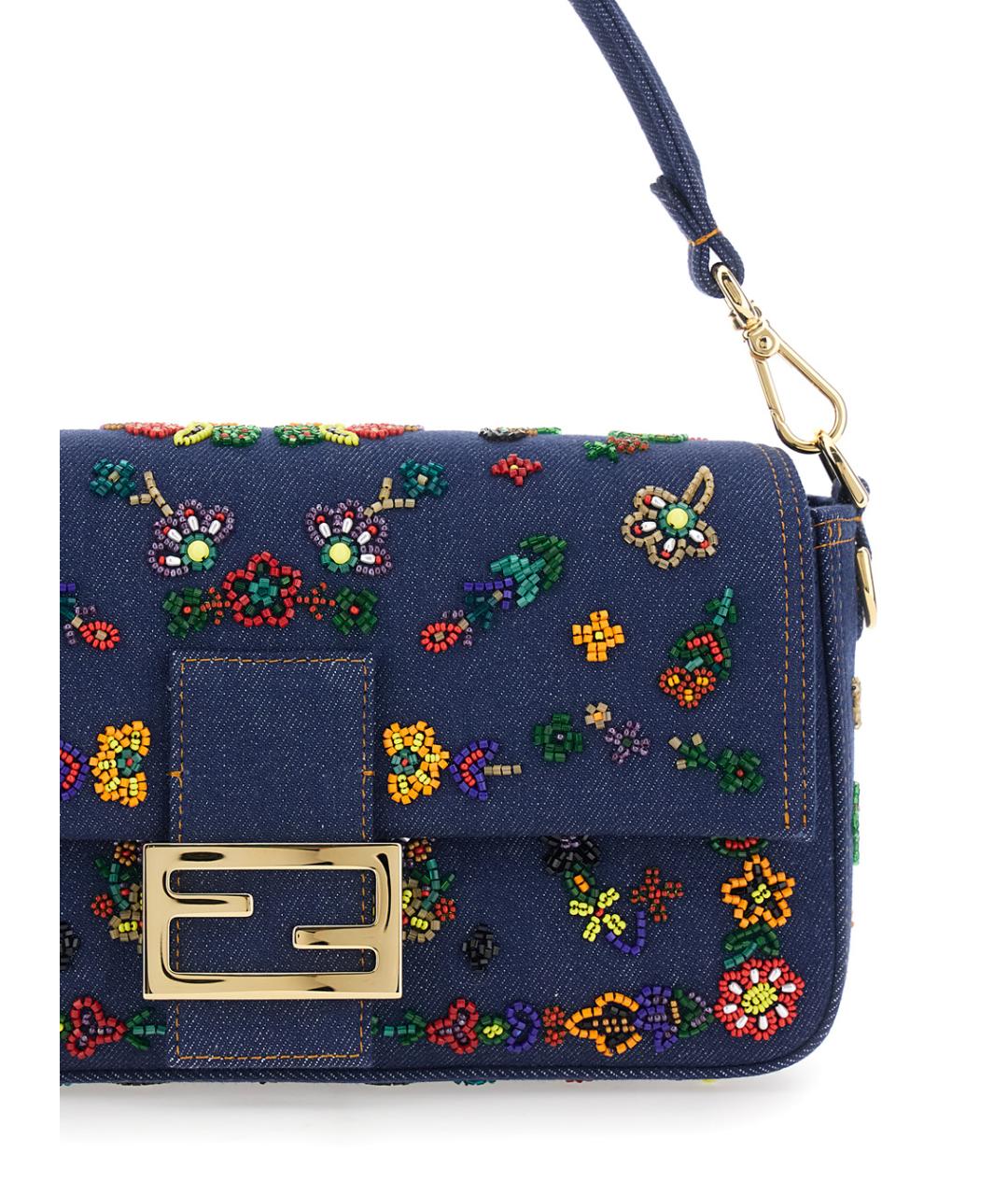 FENDI Синяя хлопковая сумка через плечо, фото 3