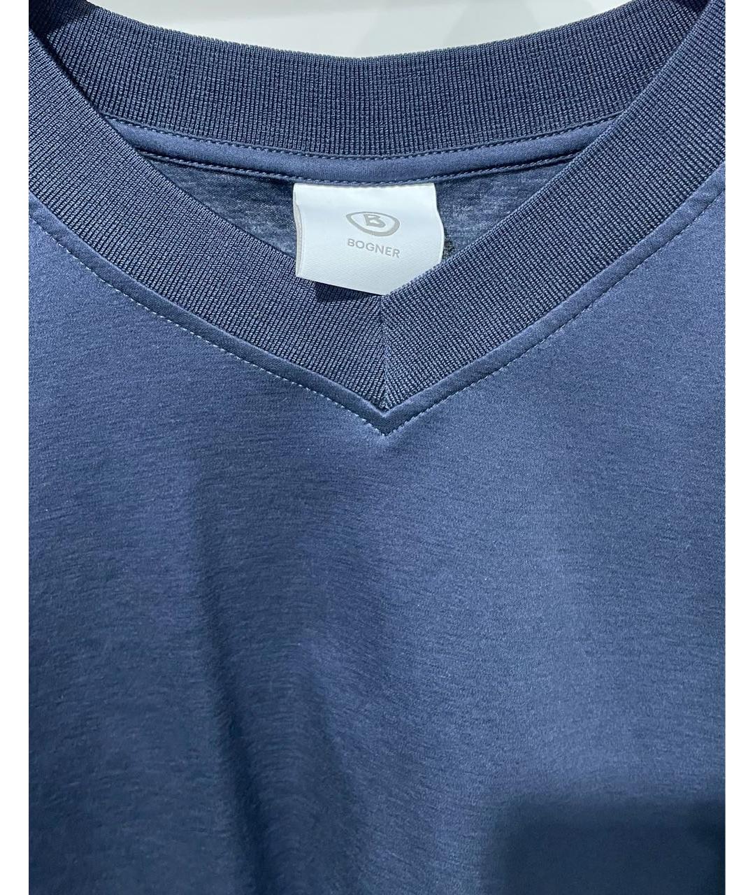 BOGNER Темно-синяя хлопковая футболка, фото 3