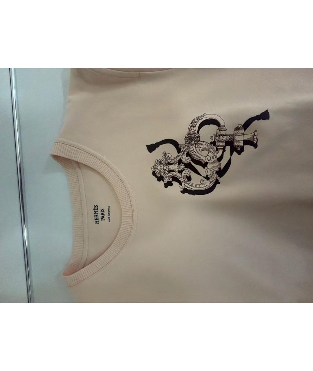 HERMES Розовая хлопковая футболка, фото 3