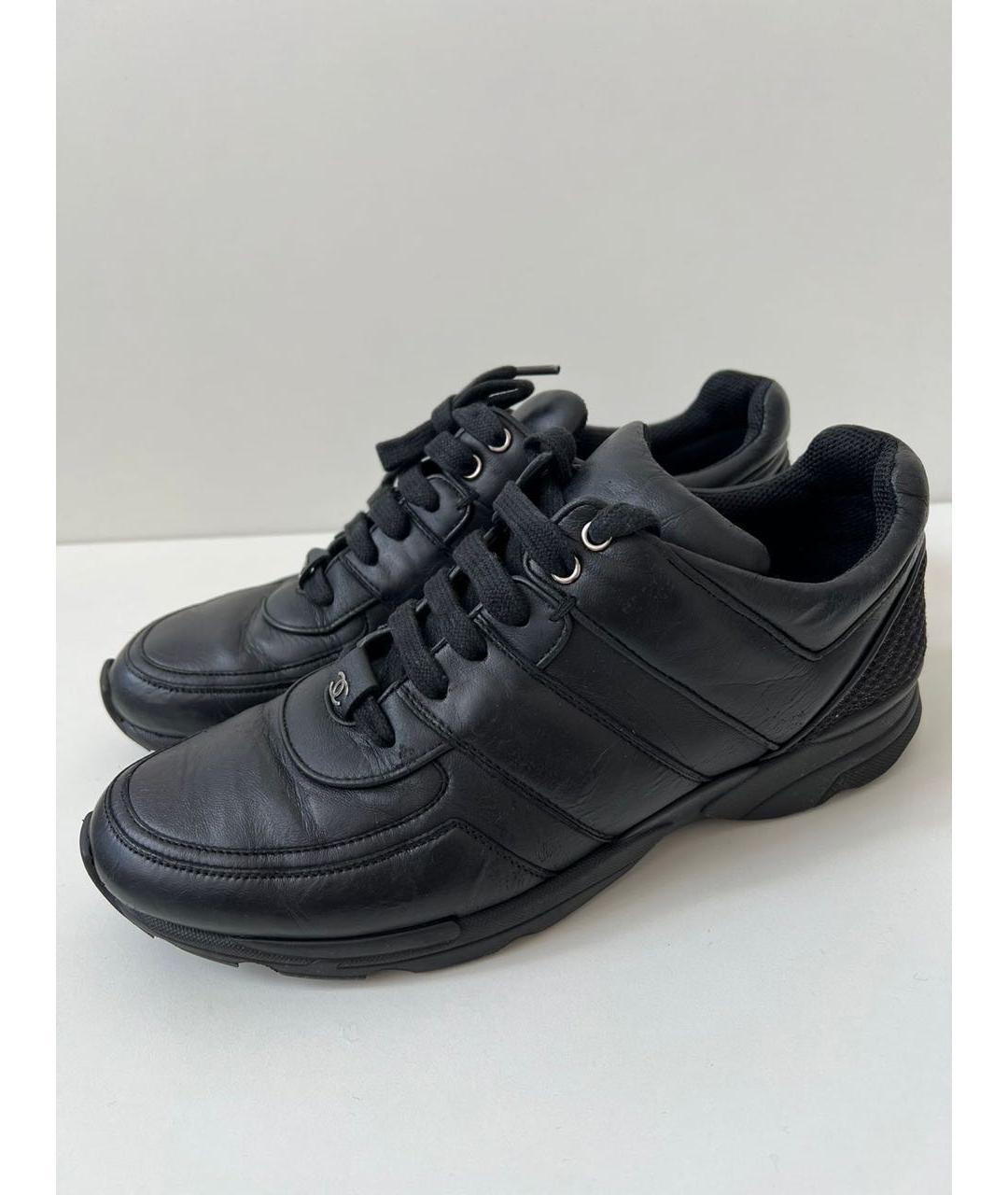 CHANEL Черные кожаные кеды, фото 3