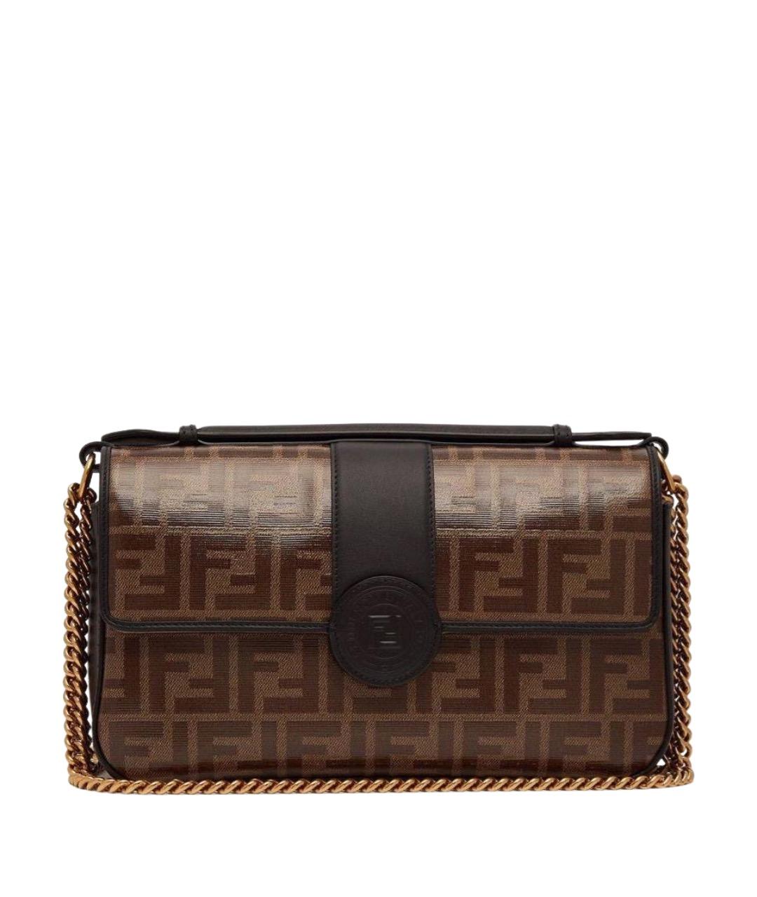 FENDI Коричневая кожаная сумка через плечо, фото 1