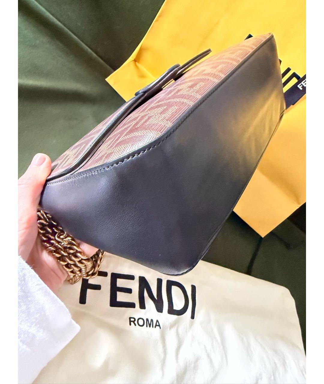 FENDI Коричневая кожаная сумка через плечо, фото 6