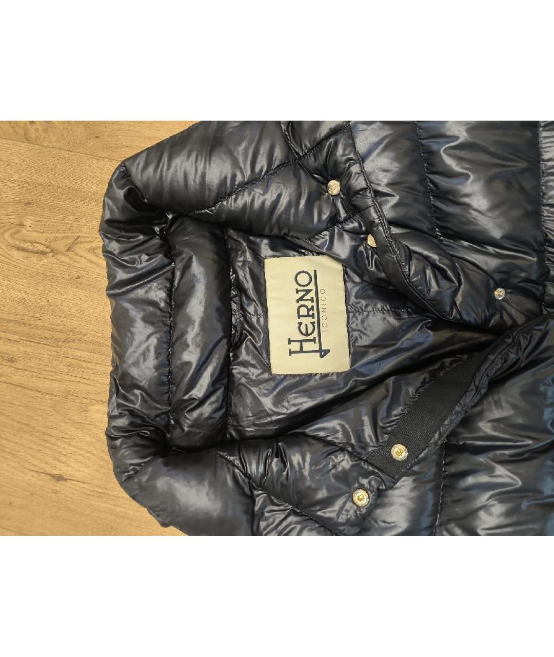 HERNO Черный полиамидовый пуховик, фото 7