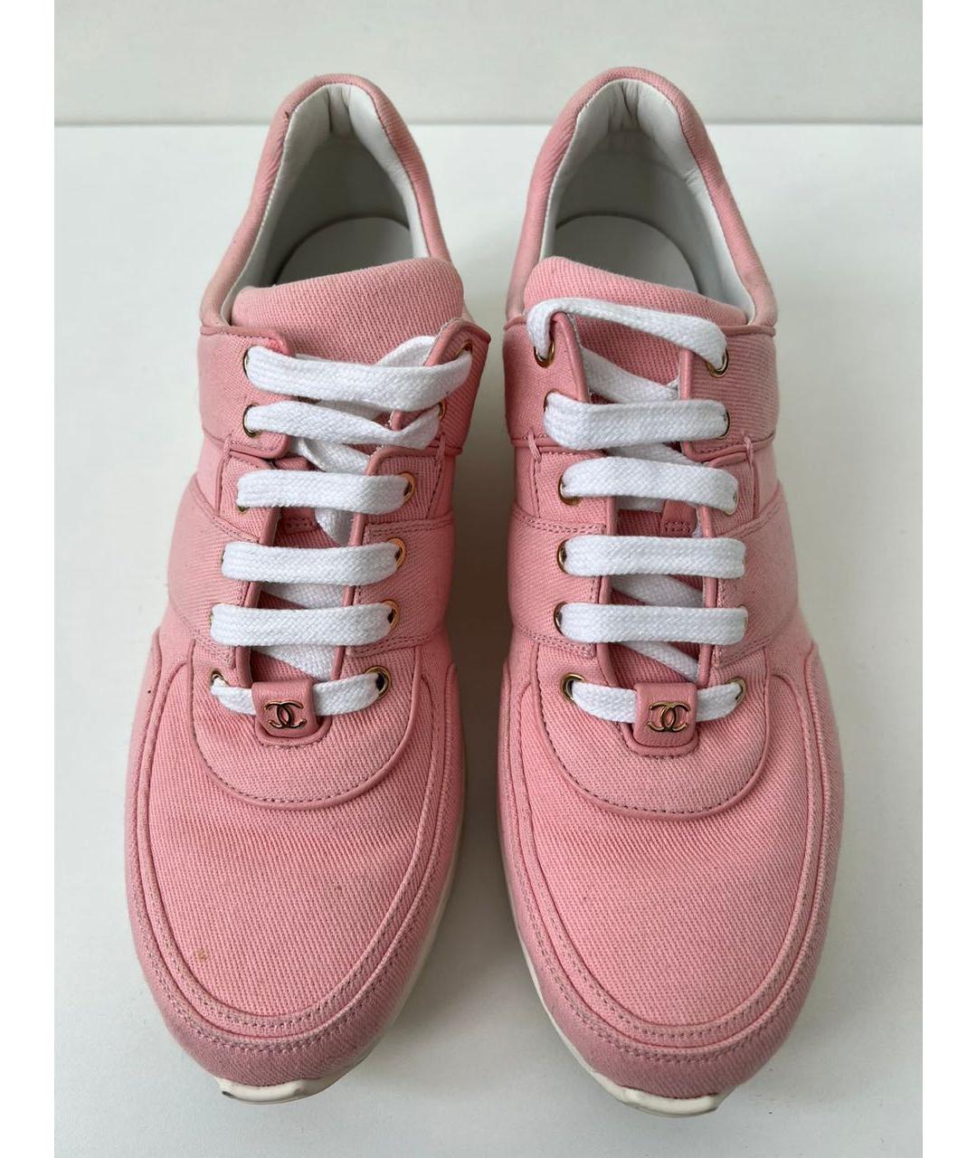 CHANEL Розовые текстильные кеды, фото 2
