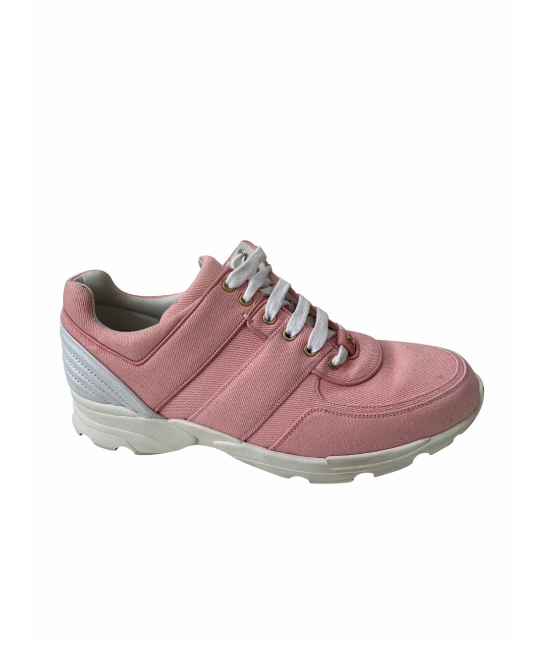 CHANEL Розовые текстильные кеды, фото 1