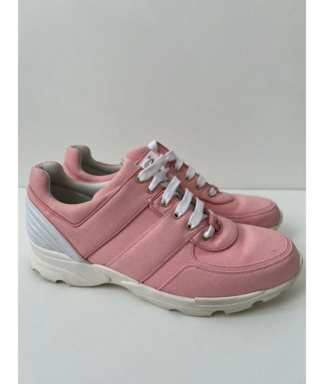 CHANEL Розовые текстильные кеды, фото 3