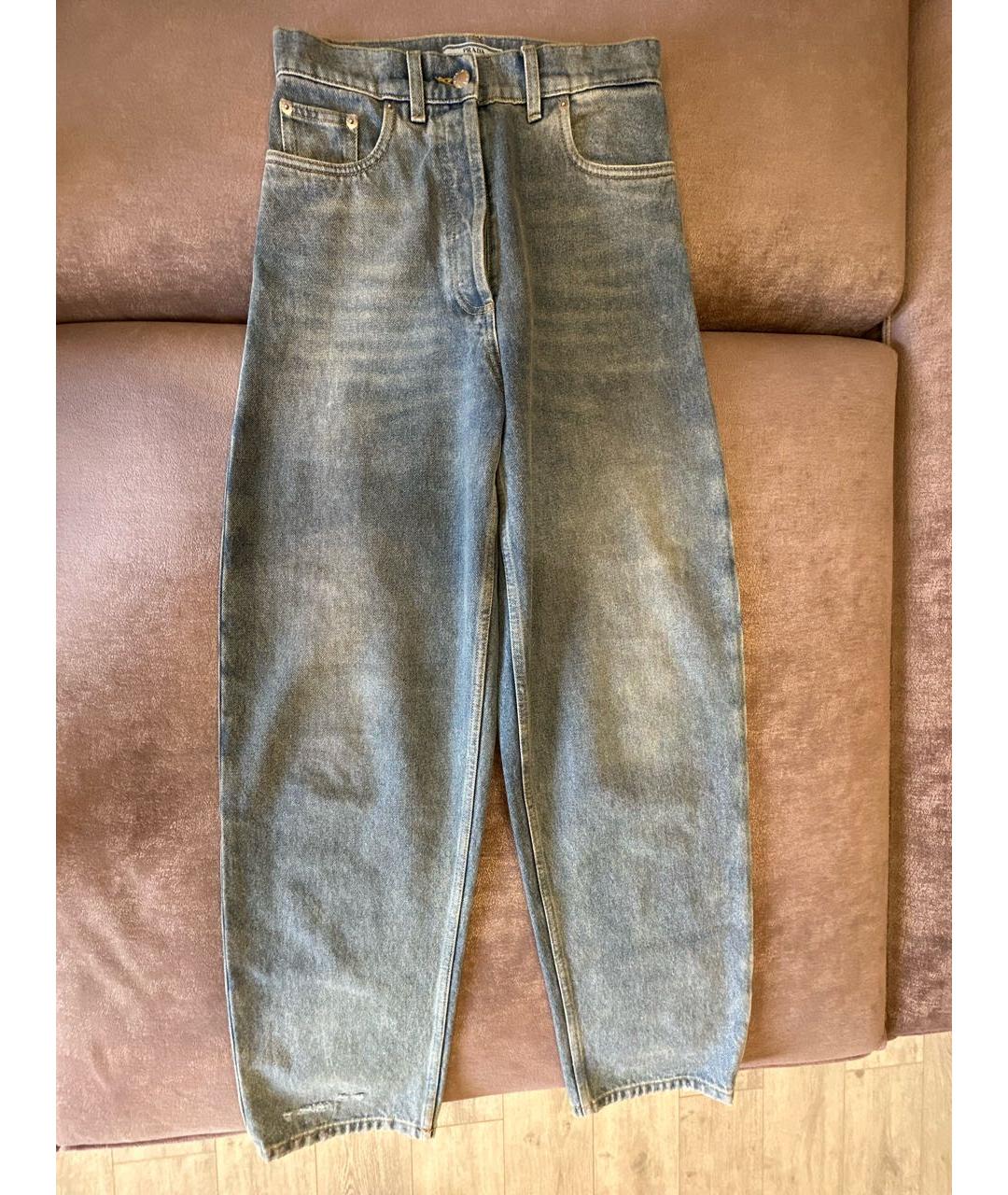 PRADA Синие хлопковые прямые джинсы, фото 8